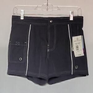 New With Tags FREE COUNTRY Womens Woven Stretch Swim Shorts Charcoal Grey Sz: S